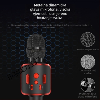 Karaoke mikrofon i zvučnik set za mobilne telefone; karaoke mikrofon za mobilni telefon; superkardioidni polaritet; SNR ≥70 dB; bez ugrađene baterije
