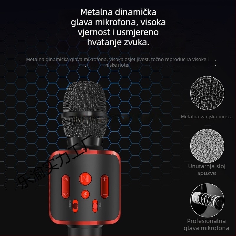Karaoke mikrofon i zvučnik set za mobilne telefone; karaoke mikrofon za mobilni telefon; superkardioidni polaritet; SNR ≥70 dB; bez ugrađene baterije