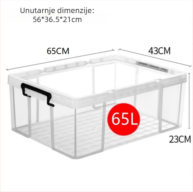 Kutija za skladištenje automobila - prozirna, pravokutna, kut s oštrim kutem, 40 L, PP materijal