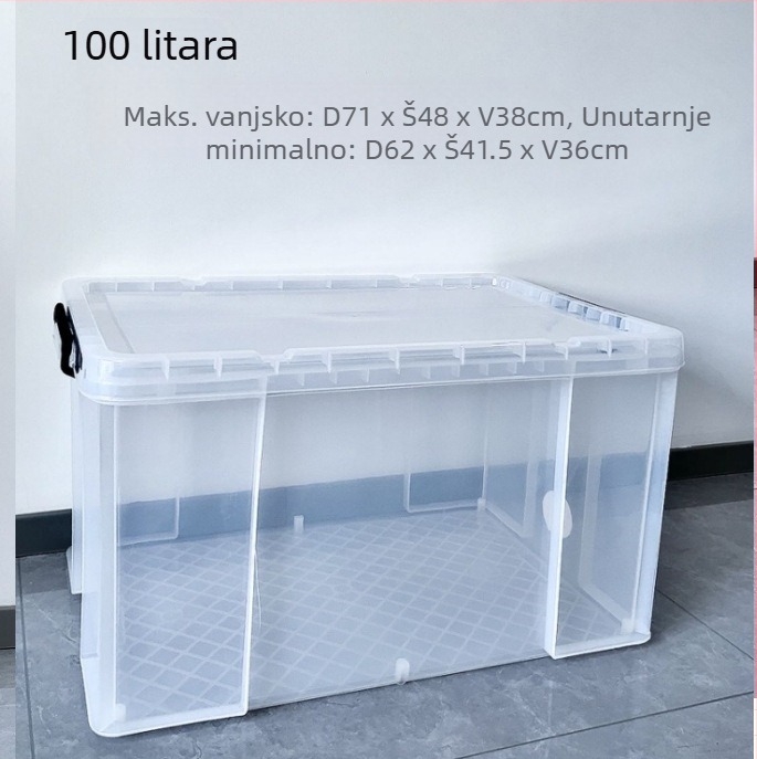 Kutija za skladištenje automobila - prozirna, pravokutna, kut s oštrim kutem, 40 L, PP materijal