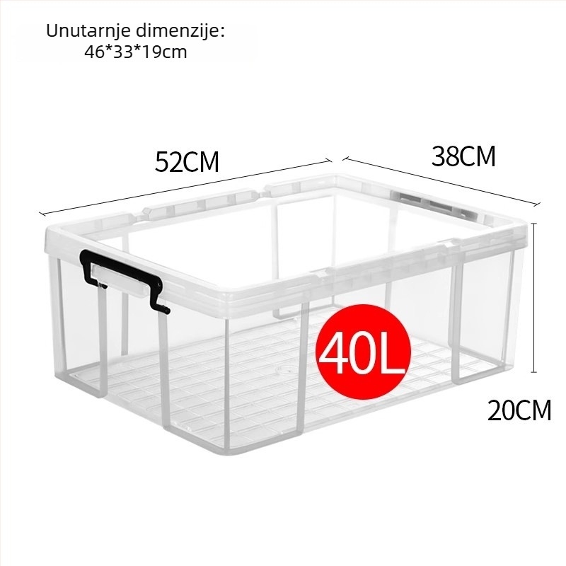 Kutija za skladištenje automobila - prozirna, pravokutna, kut s oštrim kutem, 40 L, PP materijal