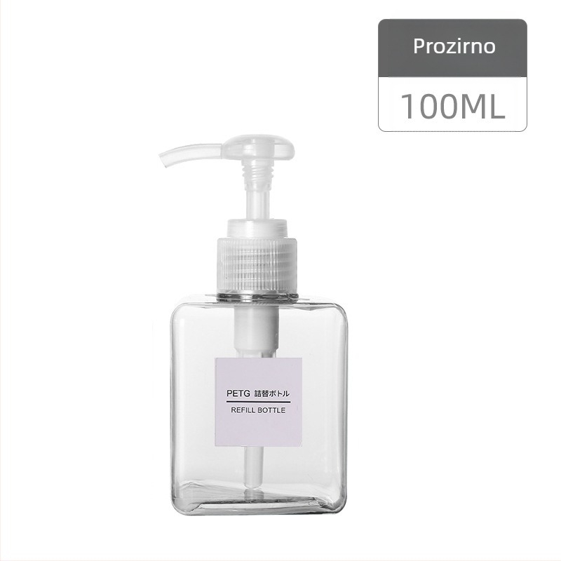Putna boca za kozmetiku sa doziranjem pritiskom (šampon, gel za tuširanje, tekući sapun, losion), PP materijal, pakiranje jedne jedinice, Cool Shun, bez logotipa