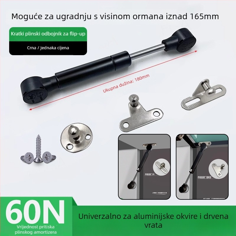 Vrata ormara/knjižnice s hidrauličnim sustavom, aluminijski okvir, stakleni panel, plinski amortizator