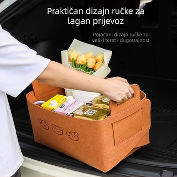 Kutija za prtljažnik automobila od filca, dizajn crtani medvjed, kapacitet 5–10 L, mogućnost otiska loga