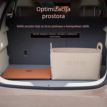 Kutija za prtljažnik automobila od filca, dizajn crtani medvjed, kapacitet 5–10 L, mogućnost otiska loga
