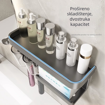 Zidni držač za električnu četkicu za zube, bez bušenja, aluminij, Bao Yi, moderan jednostavan stil