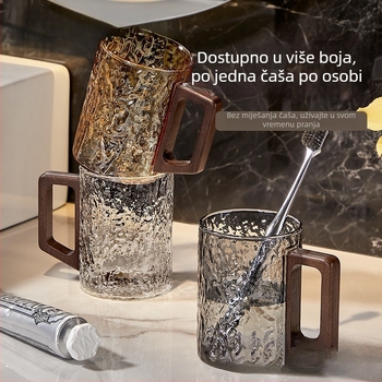 Staklena čašica za ispiranje usta, kućna upotreba, par za dvoje, s držačem, čašica za četkicu i pastu za zube