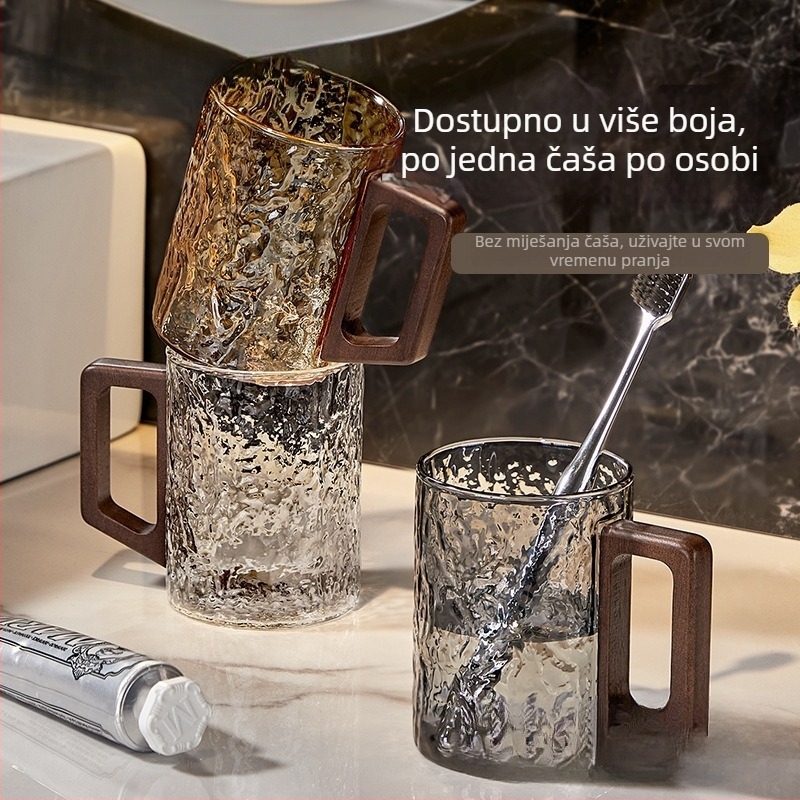 Staklena čašica za ispiranje usta, kućna upotreba, par za dvoje, s držačem, čašica za četkicu i pastu za zube