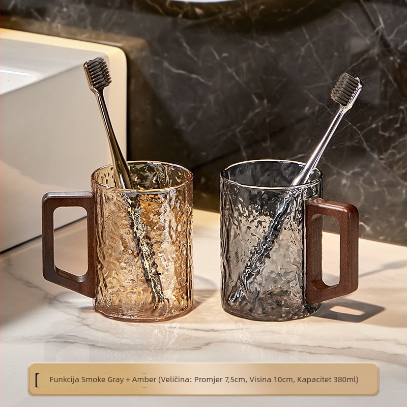 Staklena čašica za ispiranje usta, kućna upotreba, par za dvoje, s držačem, čašica za četkicu i pastu za zube