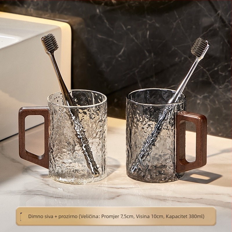 Staklena čašica za ispiranje usta, kućna upotreba, par za dvoje, s držačem, čašica za četkicu i pastu za zube