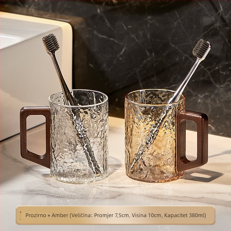 Staklena čašica za ispiranje usta, kućna upotreba, par za dvoje, s držačem, čašica za četkicu i pastu za zube