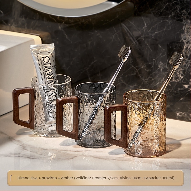 Staklena čašica za ispiranje usta, kućna upotreba, par za dvoje, s držačem, čašica za četkicu i pastu za zube