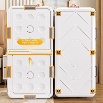 Kutija za skladištenje ispod kreveta s ladicom i kotačićima, PP plastika, kapacitet 100–150 L, model 5036, otporna na prašinu i vlagu