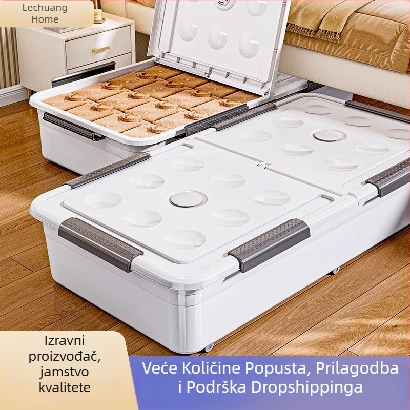 Kutija za skladištenje ispod kreveta s ladicom i kotačićima, PP plastika, kapacitet 100–150 L, model 5036, otporna na prašinu i vlagu