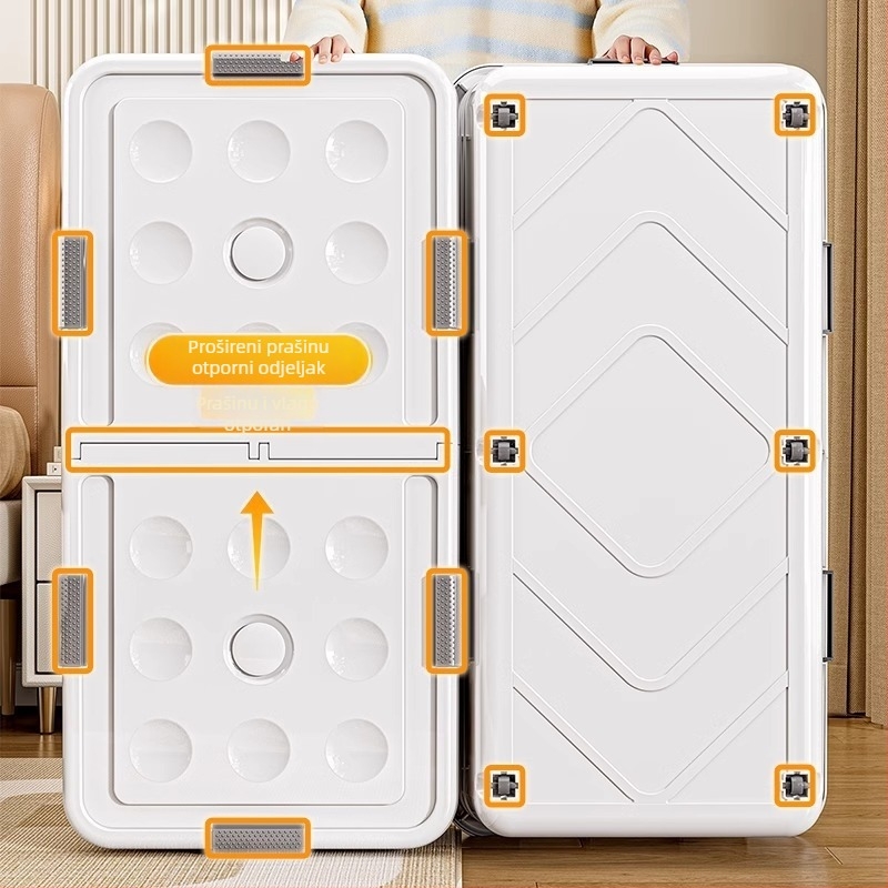 Kutija za skladištenje ispod kreveta s ladicom i kotačićima, PP plastika, kapacitet 100–150 L, model 5036, otporna na prašinu i vlagu