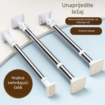 Teleskopska vodilica za sušenje rublja od nehrđajućeg čelika, bez bušenja, za balkon, podesiva, moderni minimalistički stil