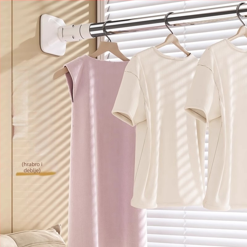 Teleskopska vodilica za sušenje rublja od nehrđajućeg čelika, bez bušenja, za balkon, podesiva, moderni minimalistički stil