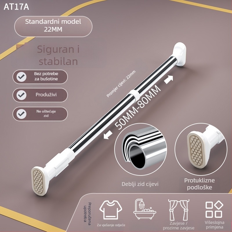 Teleskopska vodilica za sušenje rublja od nehrđajućeg čelika, bez bušenja, za balkon, podesiva, moderni minimalistički stil