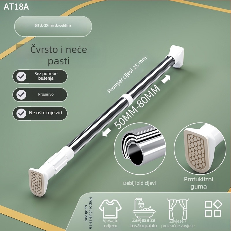 Teleskopska vodilica za sušenje rublja od nehrđajućeg čelika, bez bušenja, za balkon, podesiva, moderni minimalistički stil
