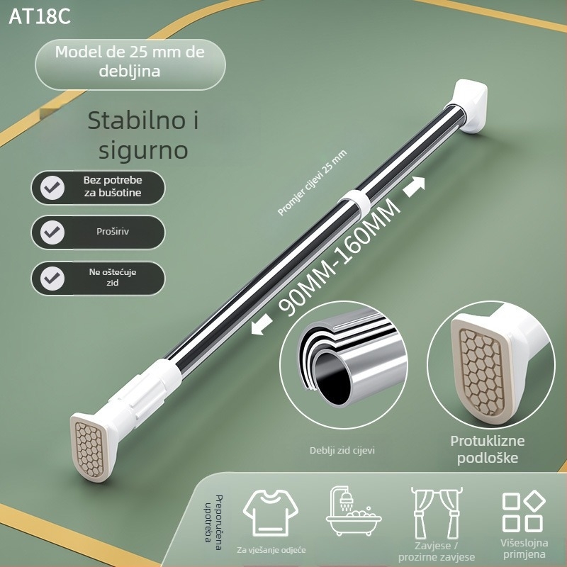 Teleskopska vodilica za sušenje rublja od nehrđajućeg čelika, bez bušenja, za balkon, podesiva, moderni minimalistički stil