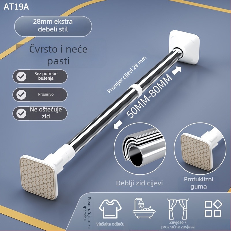 Teleskopska vodilica za sušenje rublja od nehrđajućeg čelika, bez bušenja, za balkon, podesiva, moderni minimalistički stil