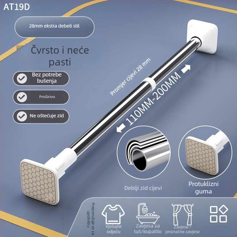 Teleskopska vodilica za sušenje rublja od nehrđajućeg čelika, bez bušenja, za balkon, podesiva, moderni minimalistički stil