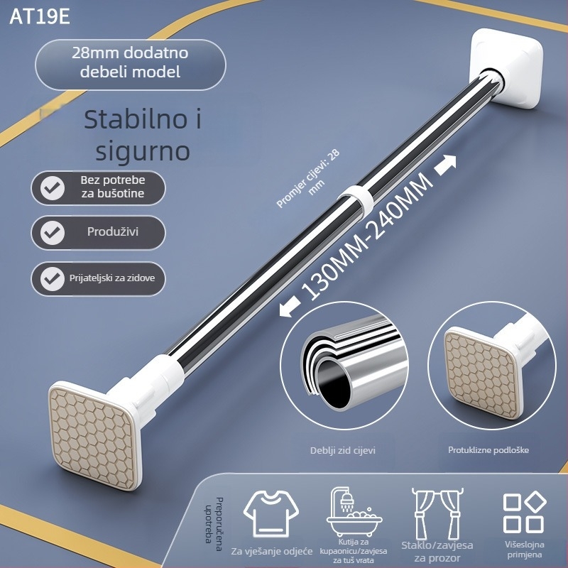 Teleskopska vodilica za sušenje rublja od nehrđajućeg čelika, bez bušenja, za balkon, podesiva, moderni minimalistički stil