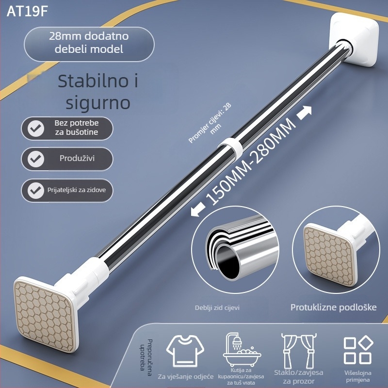Teleskopska vodilica za sušenje rublja od nehrđajućeg čelika, bez bušenja, za balkon, podesiva, moderni minimalistički stil