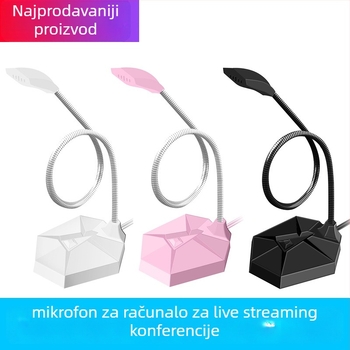 Žični kapacitivni mikrofon za stolno računalo – za igre, karaoke, konferencije i livestream; 100 Hz–16 kHz, SNR ≥60 dB, preklopni usmjerenje