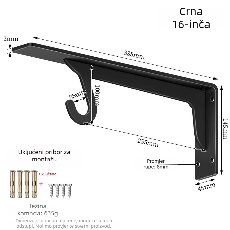 Karbonsko čelični trokutasti nosač za unutarnji ormar – model zjc107, moderni minimalistički stil