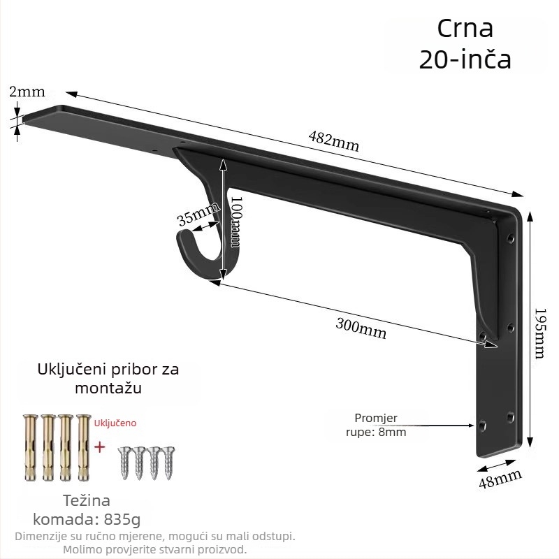 Karbonsko čelični trokutasti nosač za unutarnji ormar – model zjc107, moderni minimalistički stil