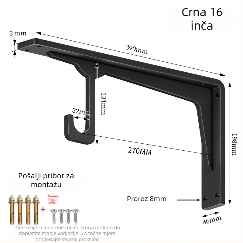 Karbonsko čelični trokutasti nosač za unutarnji ormar – model zjc107, moderni minimalistički stil