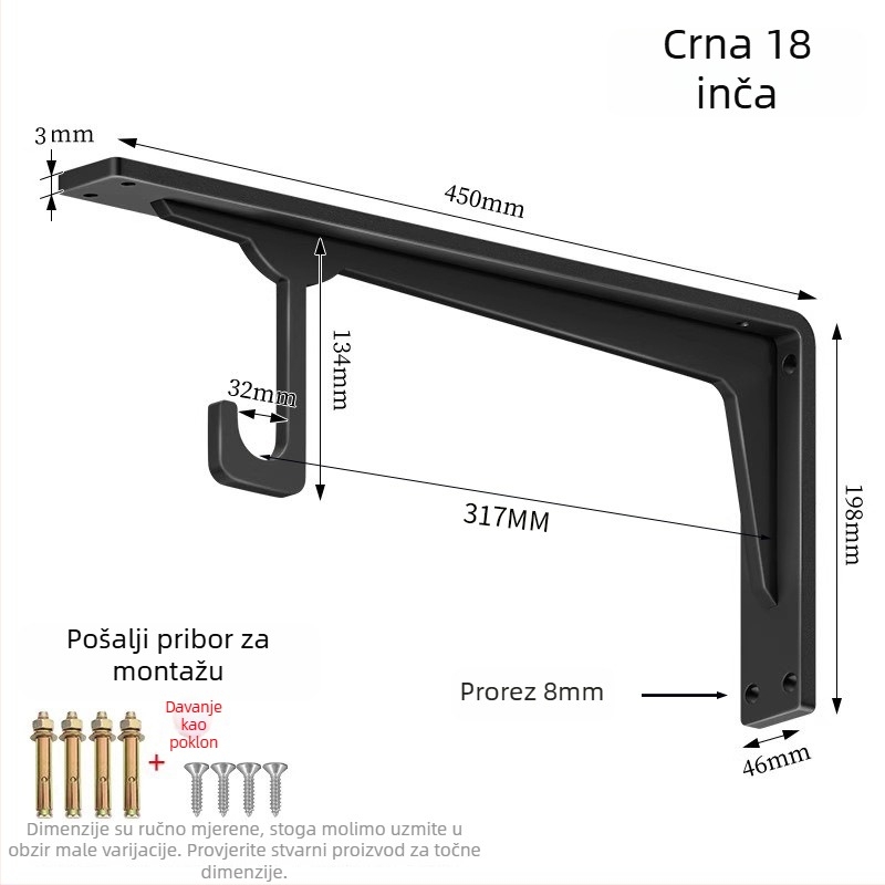 Karbonsko čelični trokutasti nosač za unutarnji ormar – model zjc107, moderni minimalistički stil