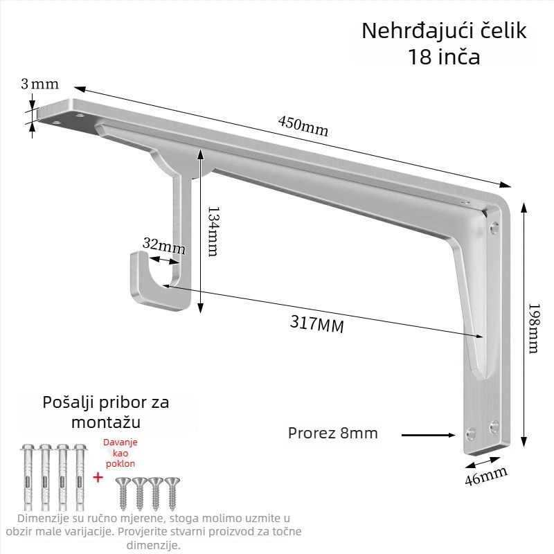 Karbonsko čelični trokutasti nosač za unutarnji ormar – model zjc107, moderni minimalistički stil