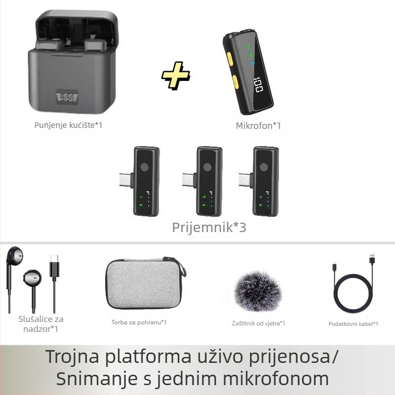 S12 Clip-on mikrofon za live streaming – Apple/Android kompatibilan, omnidirekcionalan, žični, 20Hz-20kHz, SNR ≥70 dB, ugrađena baterija 6–8 h