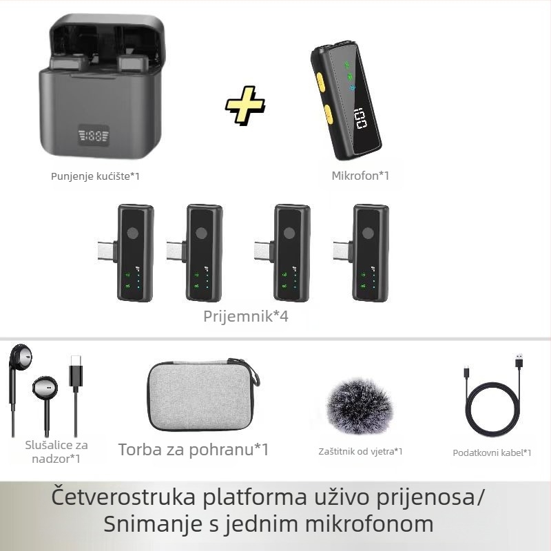 S12 Clip-on mikrofon za live streaming – Apple/Android kompatibilan, omnidirekcionalan, žični, 20Hz-20kHz, SNR ≥70 dB, ugrađena baterija 6–8 h