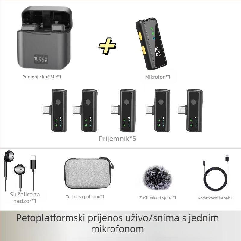 S12 Clip-on mikrofon za live streaming – Apple/Android kompatibilan, omnidirekcionalan, žični, 20Hz-20kHz, SNR ≥70 dB, ugrađena baterija 6–8 h