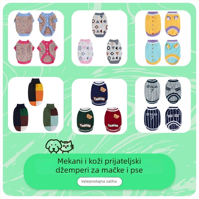 Abundant vuneni pleteni kardigan za kućne ljubimce - unisex, opuštenog stila, za pse i mačke
