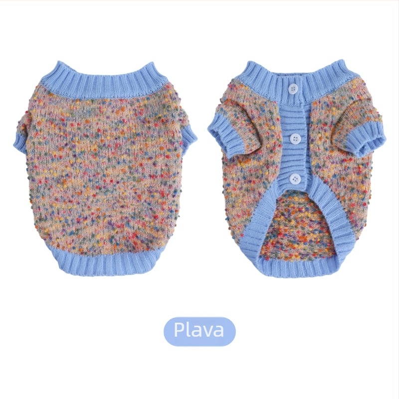 Abundant vuneni pleteni kardigan za kućne ljubimce - unisex, opuštenog stila, za pse i mačke