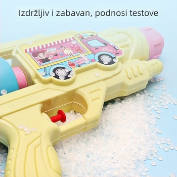 Voden pištolj za igru — plastični, funkcije: ispaljivanje, prskanje vodom, vodni mlaz; marka bluebee, za djecu od 4 do 6 godina