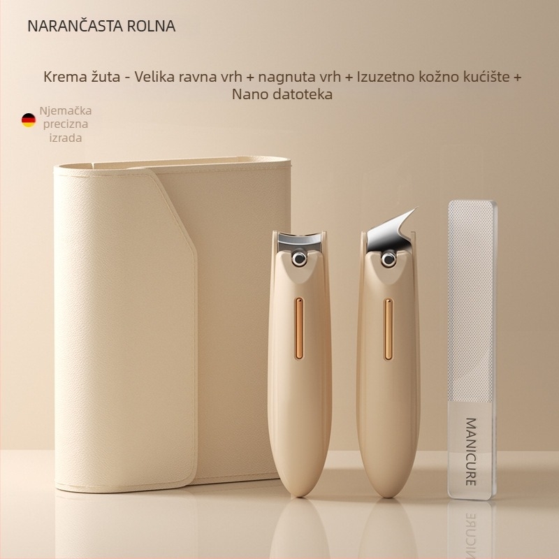 Set kliješta za nokte za manikuru s dizajnom protiv prskanja, ravnim otvorom i nagnutim otvorom, izrađeno od plastike i karbonske čelika