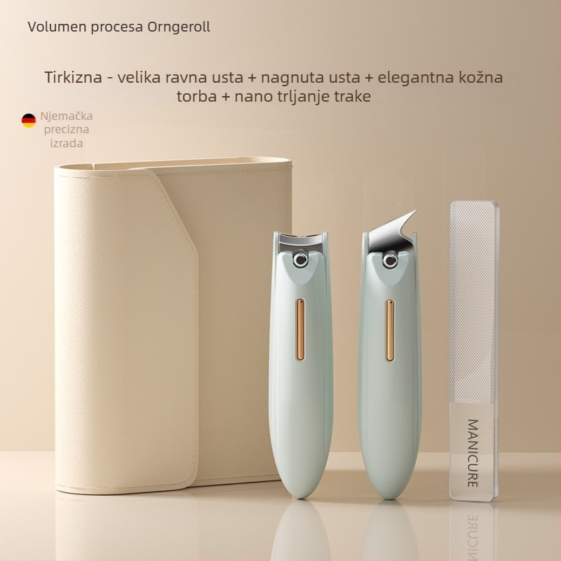 Set kliješta za nokte za manikuru s dizajnom protiv prskanja, ravnim otvorom i nagnutim otvorom, izrađeno od plastike i karbonske čelika