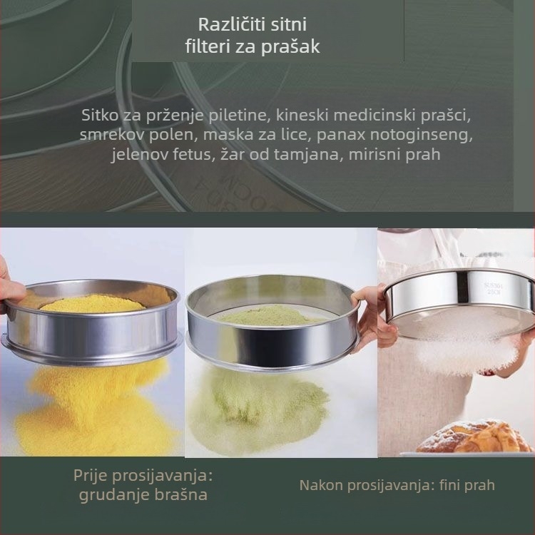 Nerđajući čelik ultra fino sito za prahove: aromatični prah, borov polen, Panax Notoginseng prah, brašno