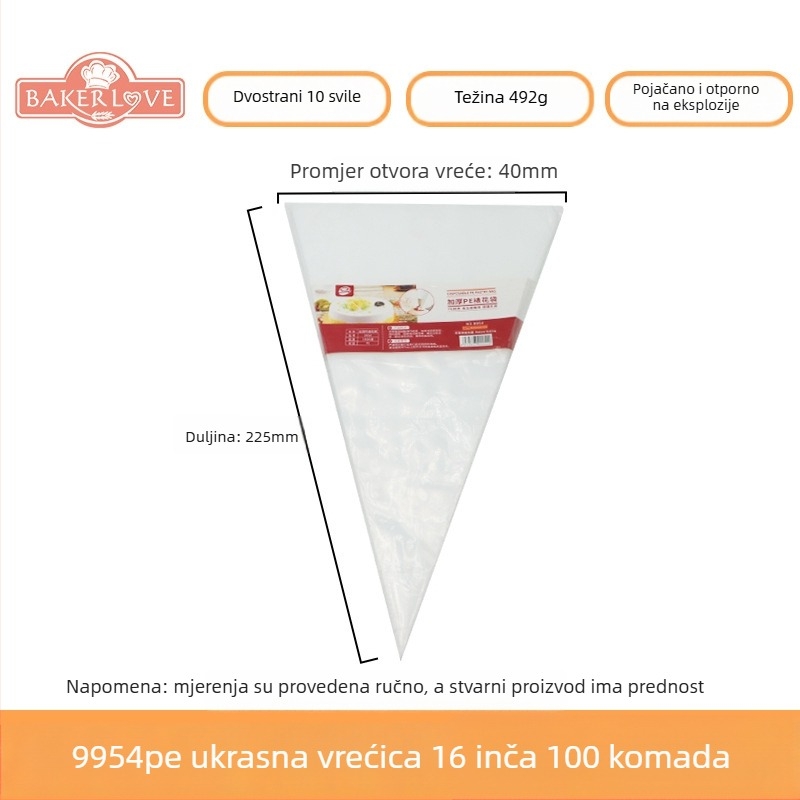 Jednokratna vrećica za ukrašavanje pečenja - PVE materijal; pogodno za ukrašavanje torti kremom i druge dekoracije; moderni jednostavan stil; licencirana privatna oznaka