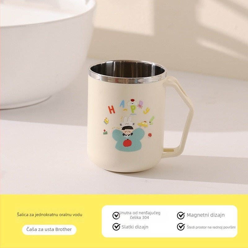 Magnetska čašica za ispiranje od 304 nehrđajućeg čelika sa podmontiranim ogledalom ormarićem i organizatorom za četkice i pastu za zube