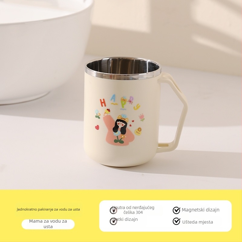 Magnetska čašica za ispiranje od 304 nehrđajućeg čelika sa podmontiranim ogledalom ormarićem i organizatorom za četkice i pastu za zube