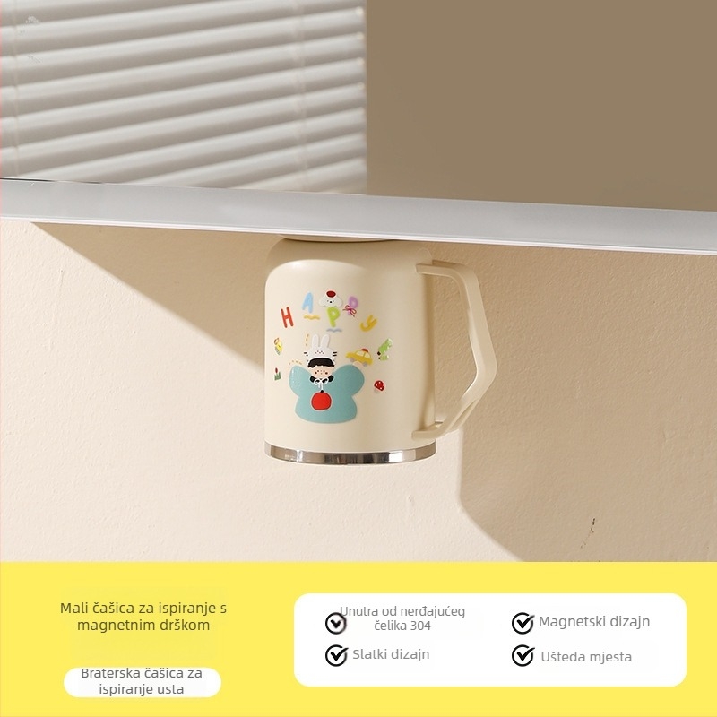 Magnetska čašica za ispiranje od 304 nehrđajućeg čelika sa podmontiranim ogledalom ormarićem i organizatorom za četkice i pastu za zube