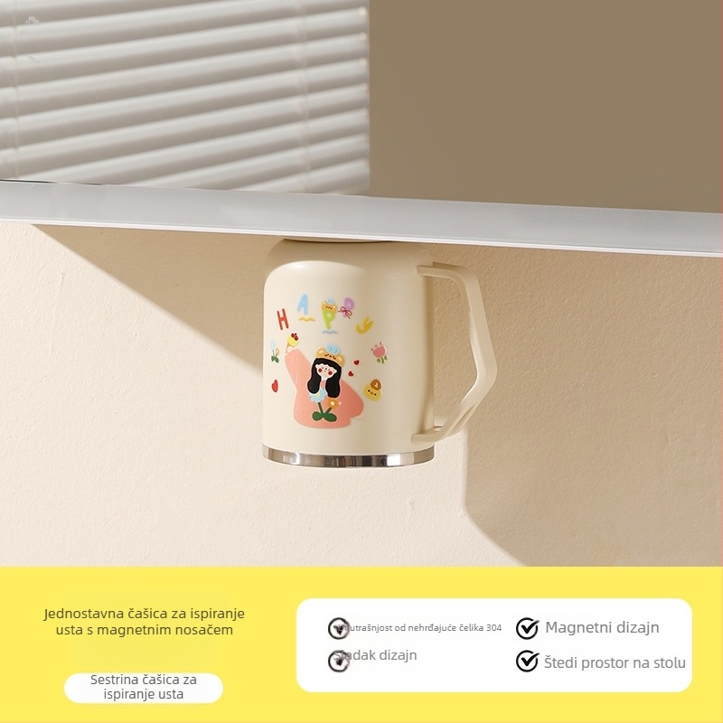 Magnetska čašica za ispiranje od 304 nehrđajućeg čelika sa podmontiranim ogledalom ormarićem i organizatorom za četkice i pastu za zube