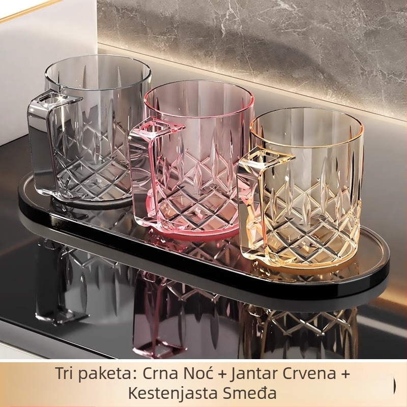 Set čašica za četkanje zubi i ispiranje usta, 2025 dizajn, antibakterijski i protiv plijesni, plastični, za obitelj od troje