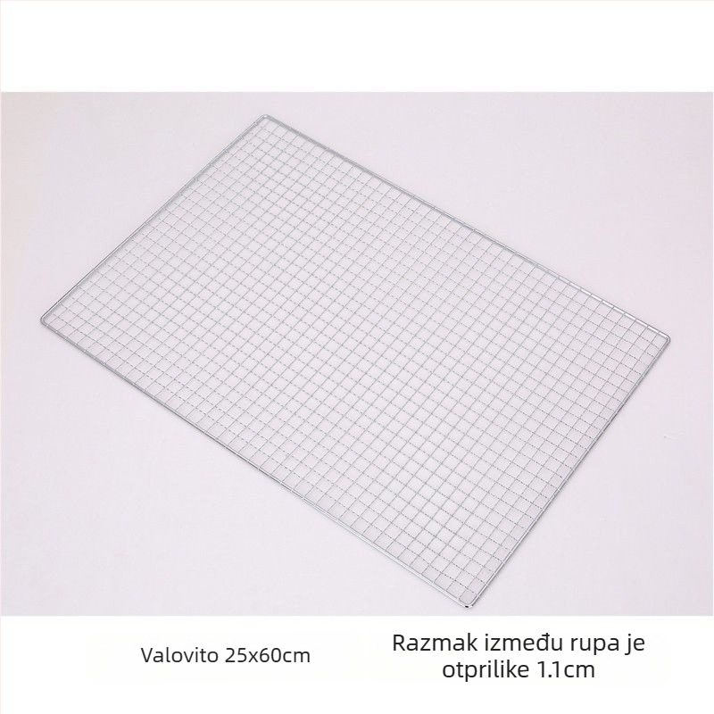 Mreža za roštilj od nehrđajućeg čelika, polukružnog oblika, kvadratna žičana mreža, s neprijanjajućim premazom